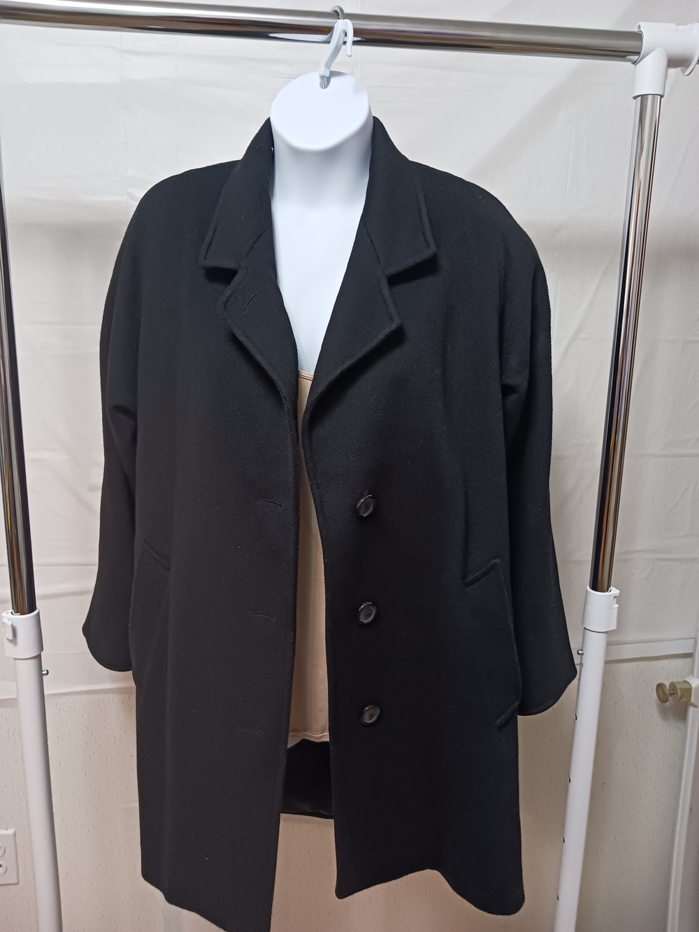 Jacqueline Ferrar Black Wool Blend Pea Coat